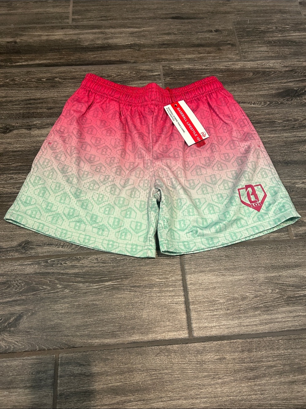 Kids Ombre Pink to Mint Athletic Shorts with Elastic Waist